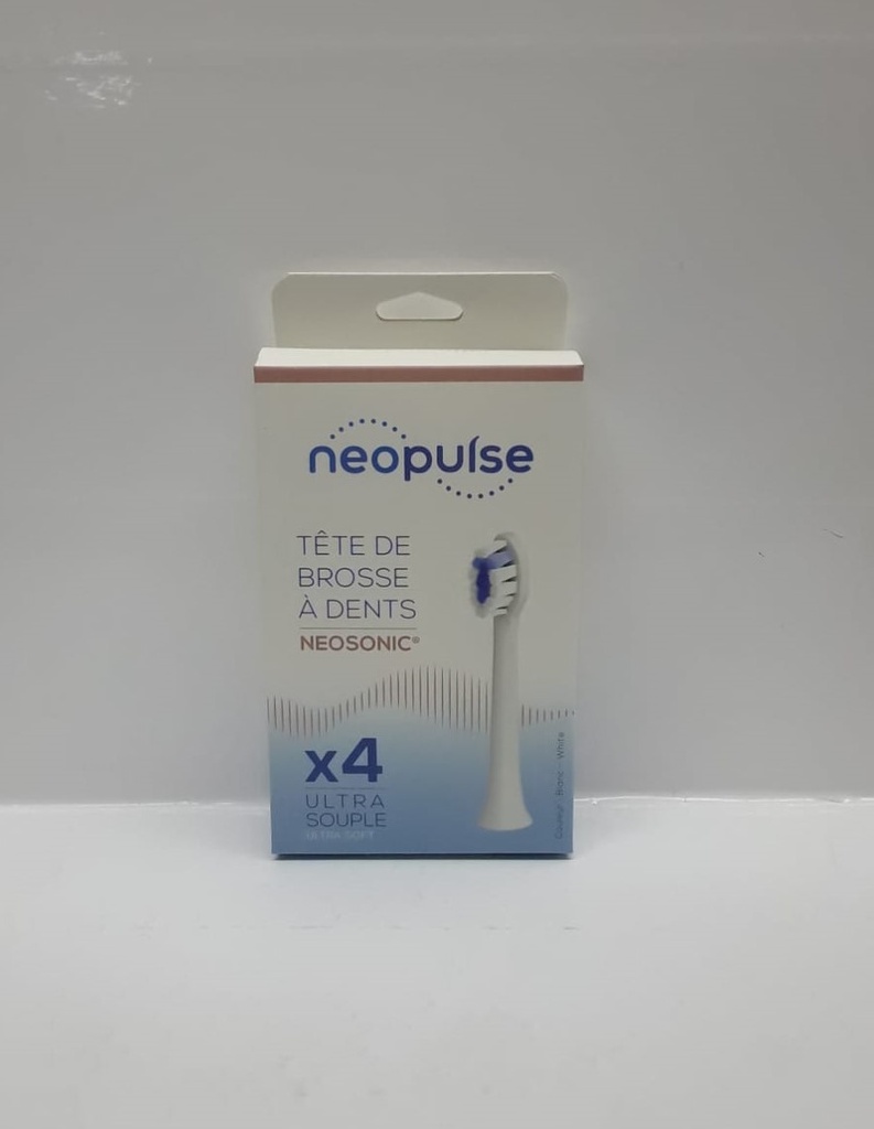 NEOPULSE RECHARGE 4 TETES DE BROSSE A DENTS ELECTRIQUE  NEOSONIC BLANC ULTRA SOUPLE 4290 