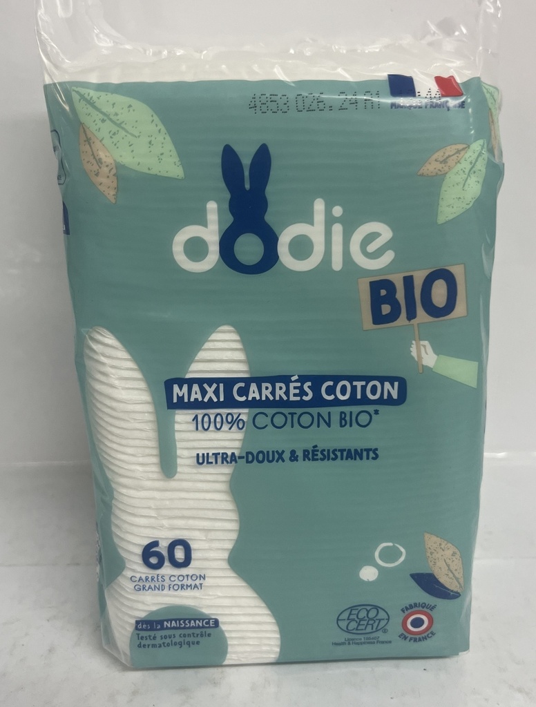 DODIE MAXI CARRES COTON 3EN1 SIEGE VISAGE MAINS 100% COTON X60U 3158/ 7146