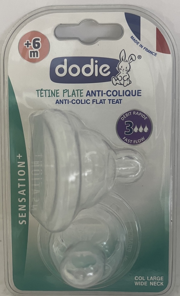 DODIE TETINE PLATE SENS+ ANTI COLIQUE D3 +6M X2 1550