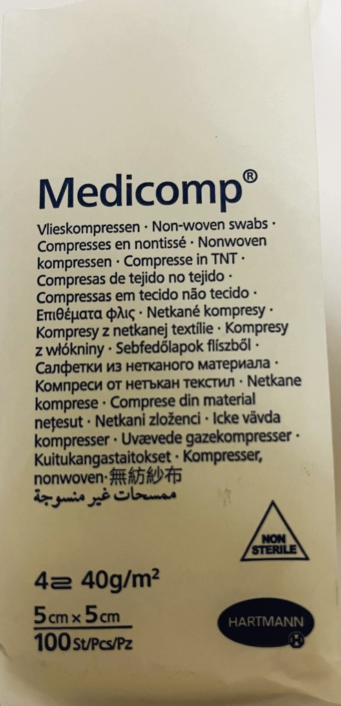 HRTM MEDICOMP S40 COMPRESSES NONTISSE NON STERILES 5*5CM X100U 411841 