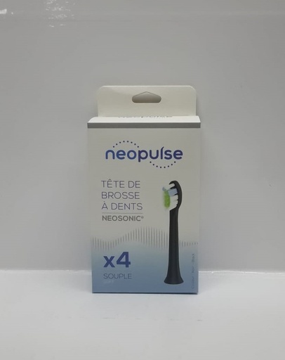 [012278] NEOPULSE RECHARGE 4 TETES DE BROSSE A DENTS ELECTRIQUE NEOSONIC NOIR SOUPLE 4313    