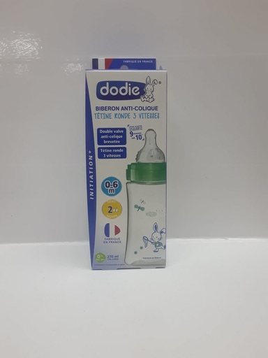 [011345] DODIE BIB INI+ 270ML VERT VALENTIN 0-6 M TET RONDE 3 VIT D2 6897
