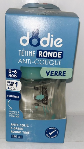 [009277] DODIE BIB INI+ VERRE 150ML VERT OISEAUX 0-6 M TET RONDE 3 VIT D1 2588/7047