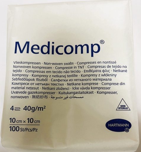 [010945] HRTM MEDICOMP S40 COMPRESSES NONTISSE NON STERILES 10*10CM X100U 411845  